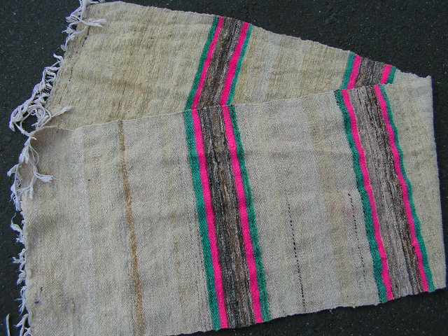 RUG #033, Narrow Wool Rug - Pink Stripe 2.3m x 60cm